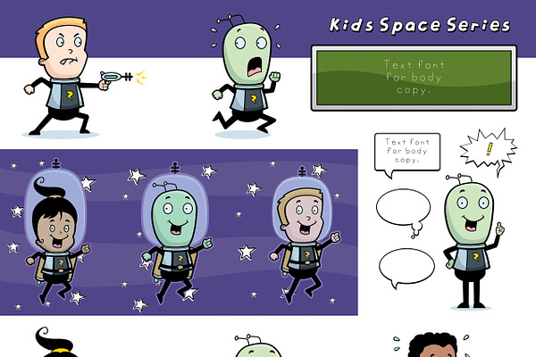 Cartoon Little kid Space Series