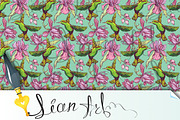 Seamless pattern. Colibri and flower