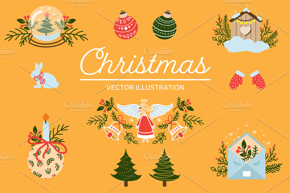 Christmas illustration with angels in Illustrations - product preview 8