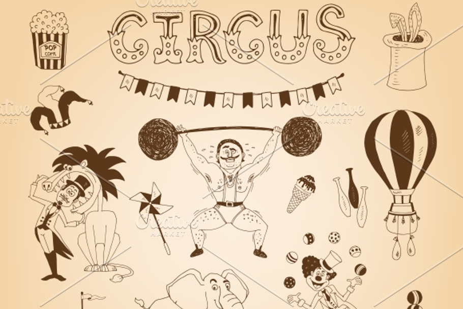 vintage circus elements in Illustrations - product preview 8