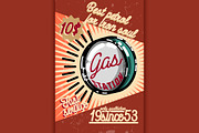 Color vintage gas station poster