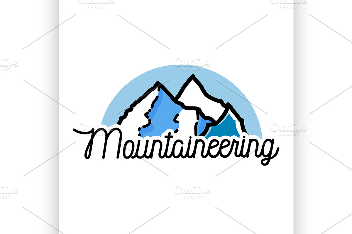 Color vintage mountaineering emblem in Illustrations - product preview 8