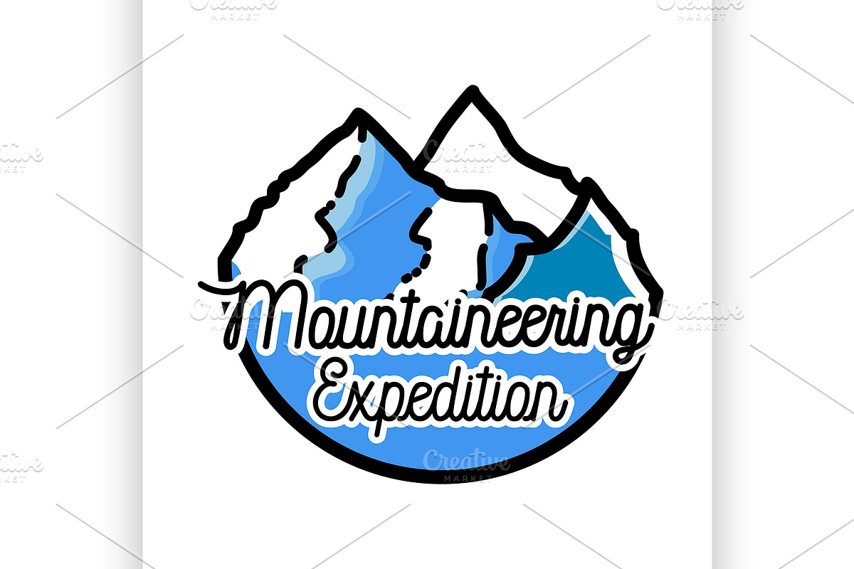 Color vintage mountaineering emblem in Illustrations - product preview 8