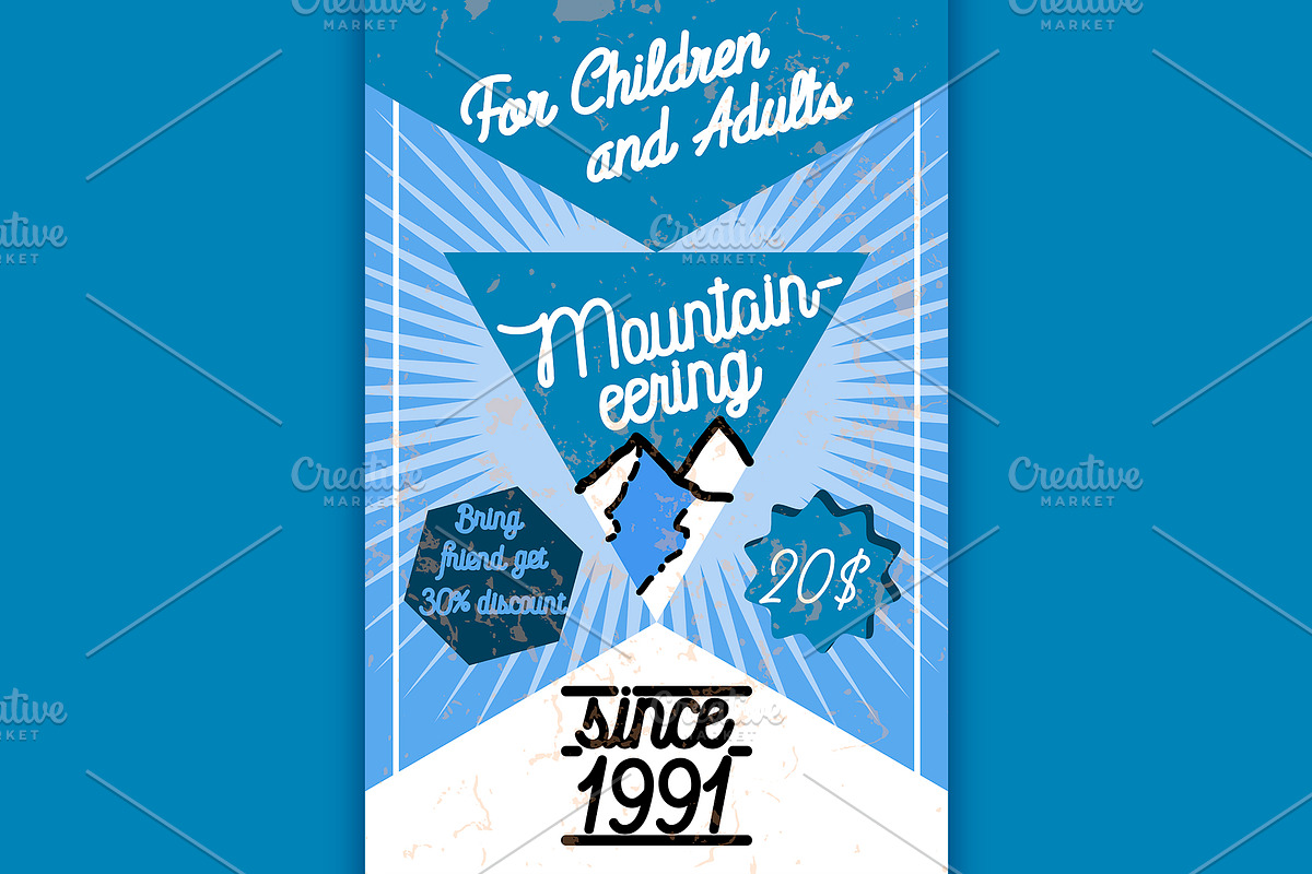 Color vintage mountaineering poster in Illustrations - product preview 8