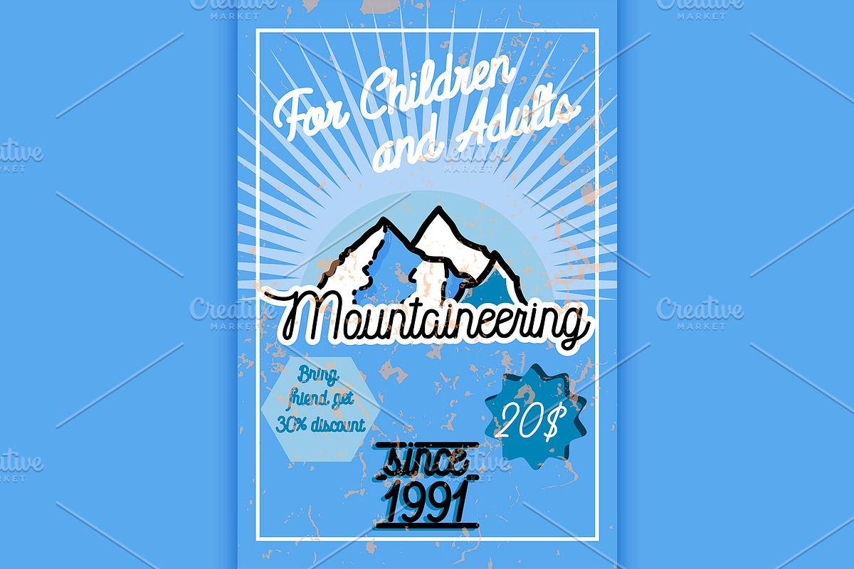 Color vintage mountaineering poster in Illustrations - product preview 8