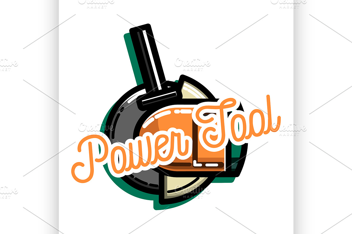 Color vintage power tools store in Illustrations - product preview 8