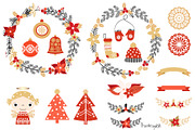 Christmas clip art set with wreaths