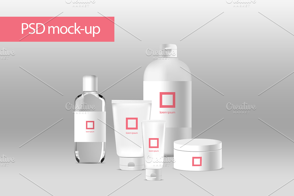 Vector realistic cosmetic set in Product Mockups - product preview 8