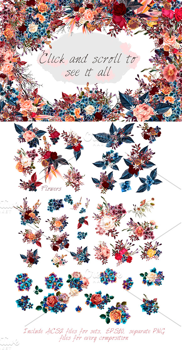 Mega flower vector set in Objects - product preview 1