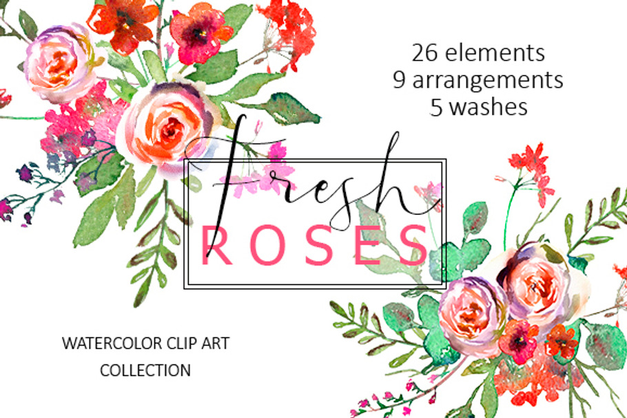 Spring Watercolor Florals Clipart in Illustrations - product preview 8