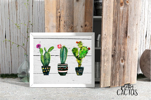 Pretty Cactus Watercolor Clipart Set in Illustrations - product preview 7