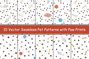 Animal paw prints seamless patterns