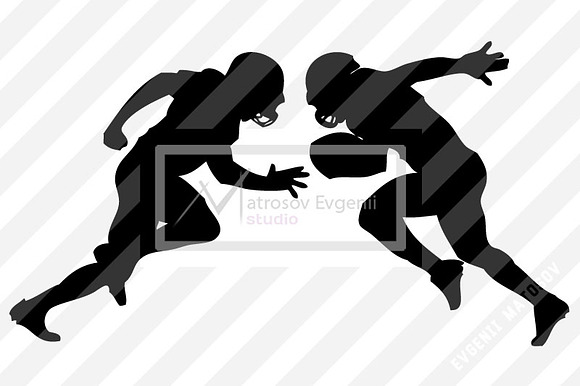 Silhouettes of a football player NFL in Illustrations - product preview 3