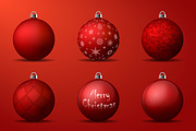 Vector red christmas balls pack