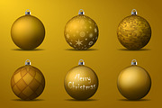 Vector golden christmas balls pack