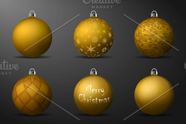 Vector gold christmas balls pack