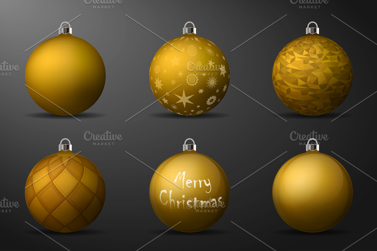 Vector gold christmas balls pack in Illustrations - product preview 8