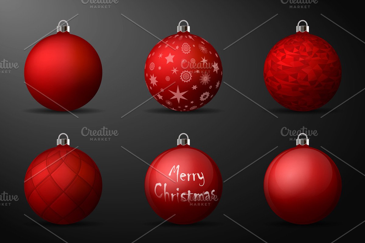 Vector red christmas balls pack in Patterns - product preview 8