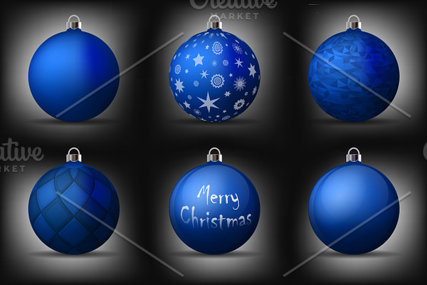 Vector blue christmas balls pack