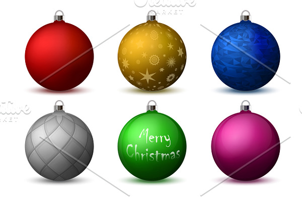 Vector colored christmas balls pack