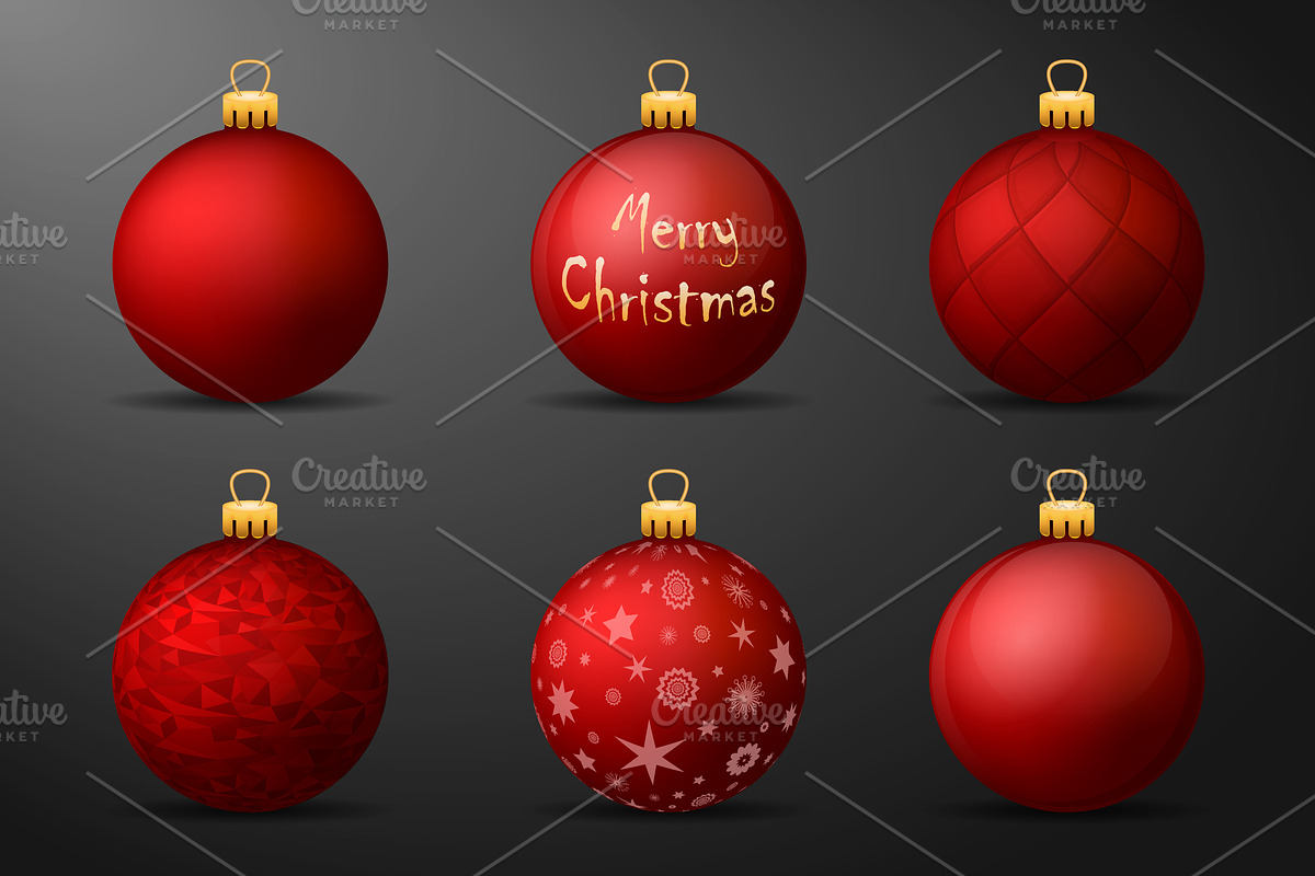 Vector red+gold christmas balls pack in Patterns - product preview 8