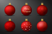 Vector red+gold christmas balls pack