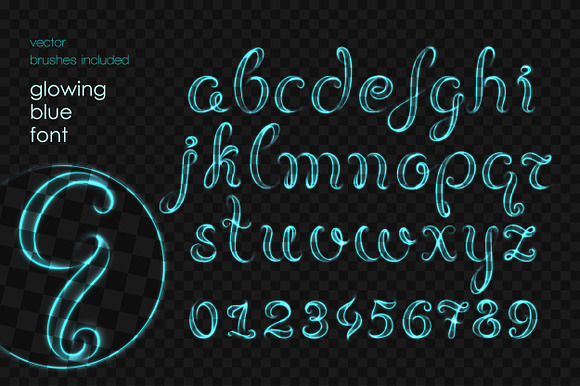 8 NEON BRUSHES / ELEGANT FONT in Photoshop Brushes - product preview 2