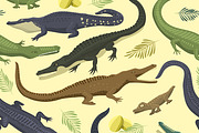 Vector pattern with crocodile
