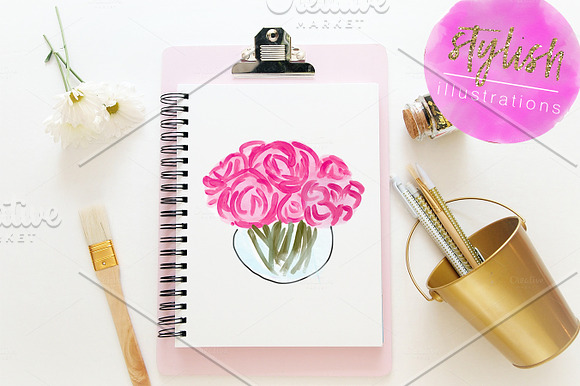 Tulip and Peonies Clipart in Objects - product preview 2