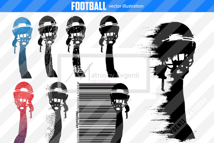 Silhouette of a football helmet NFL in Illustrations - product preview 8