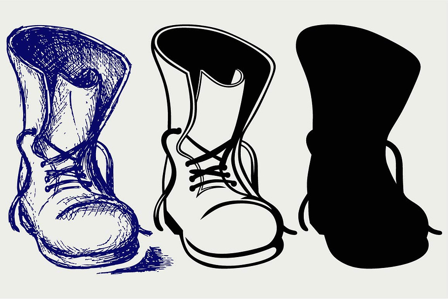 Old and dirty boots SVG in Graphics - product preview 8