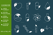 Herbal medicine icons set