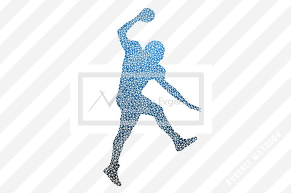 Silhouettes of a football player NFL in Illustrations - product preview 3