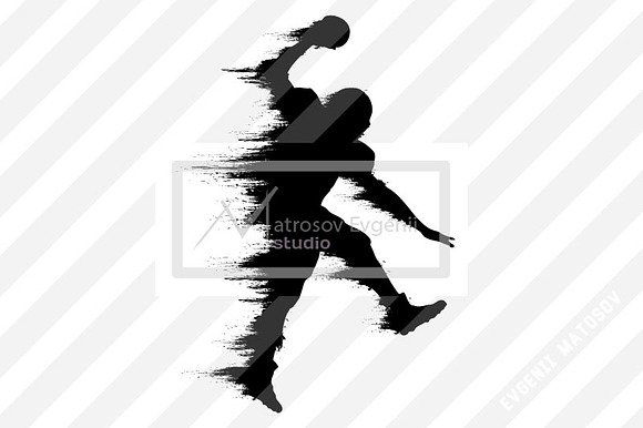 Silhouettes of a football player NFL in Illustrations - product preview 9