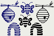 Honey bees and hive SVG