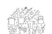 Cooking and kitchen outline icons