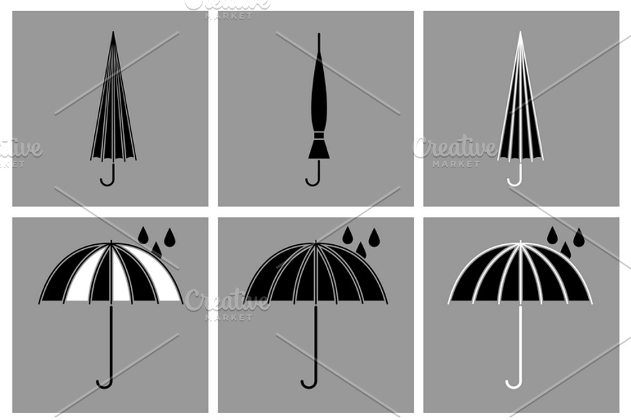 Umbrella black vector icons in Graphics - product preview 8