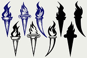 Set of flaming torches SVG