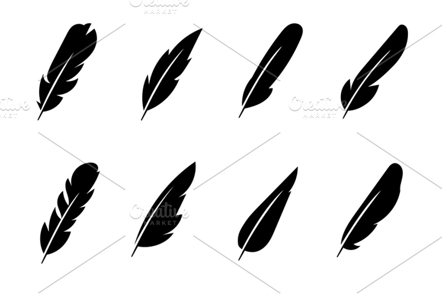 Feather black vector icons in Graphics - product preview 8
