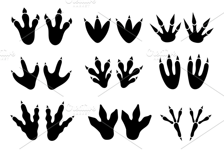 Dinosaur footprint tracks vector set in Graphics - product preview 8