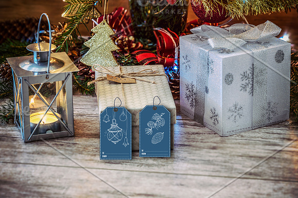 New Year and Christmas Gift Tags in Postcard Templates - product preview 3