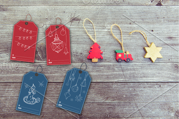 New Year and Christmas Gift Tags in Postcard Templates - product preview 4