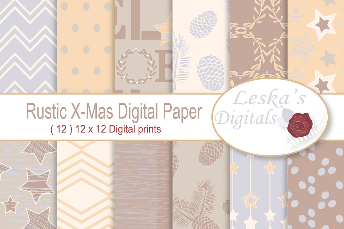 Rustic Christmas Digital Paper in Patterns - product preview 8