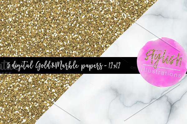 Gold & Marble Digital Papers