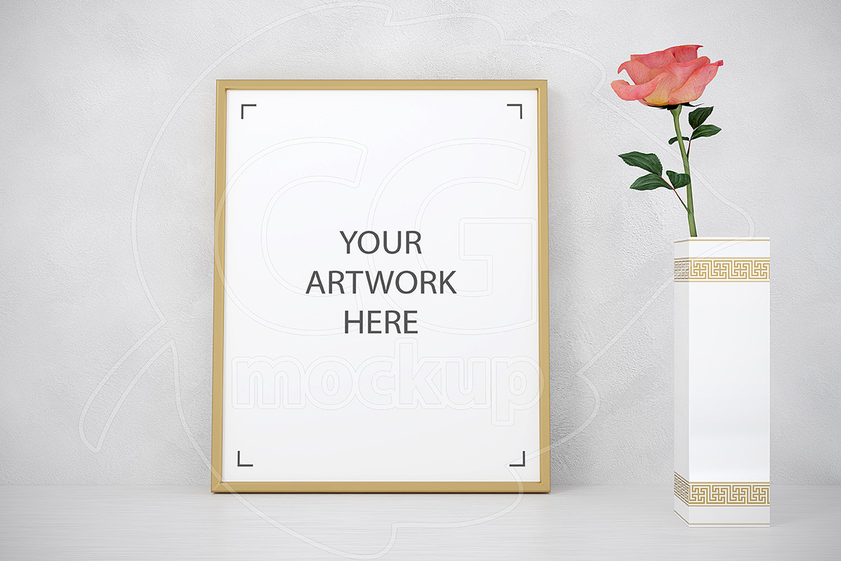 Styled stock golden frame mockup in Print Mockups - product preview 8