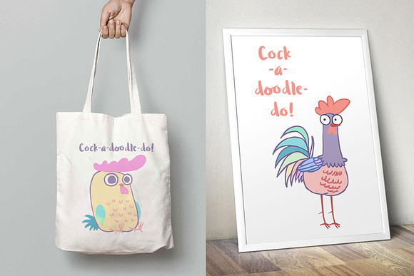 Set of funny Roosters in Objects - product preview 2