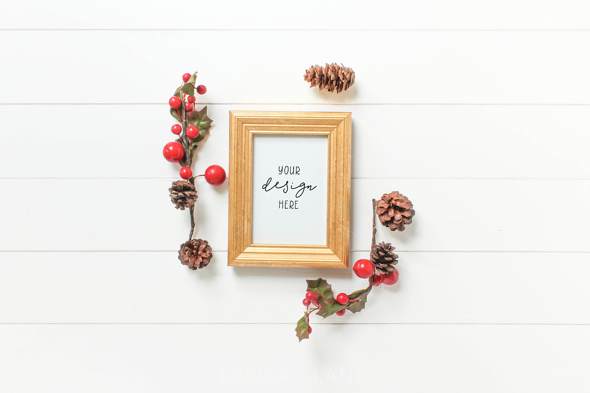 Styled Festive Gold Frame Mockup 3 in Print Mockups - product preview 8