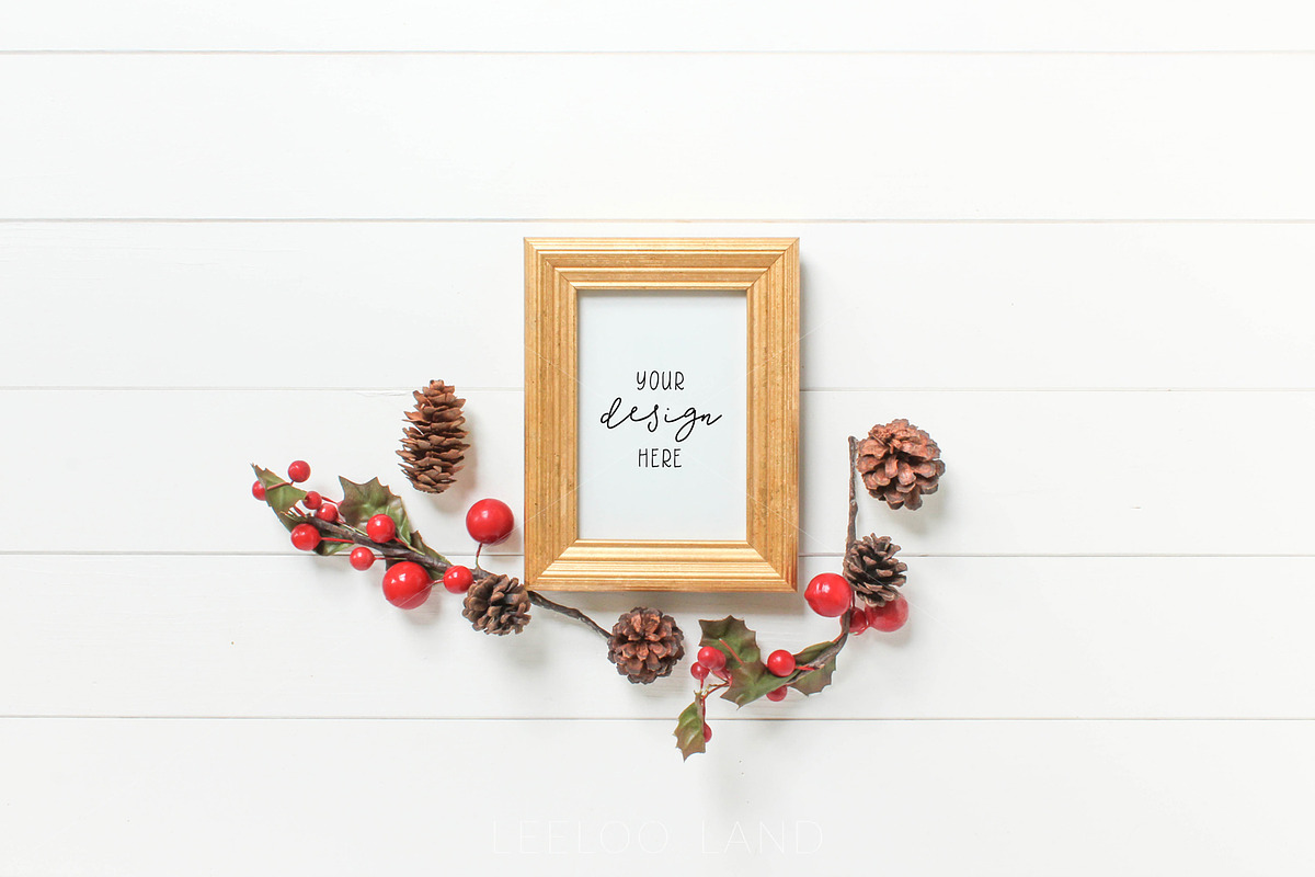 Styled Festive Gold Frame Mockup 4 in Print Mockups - product preview 8