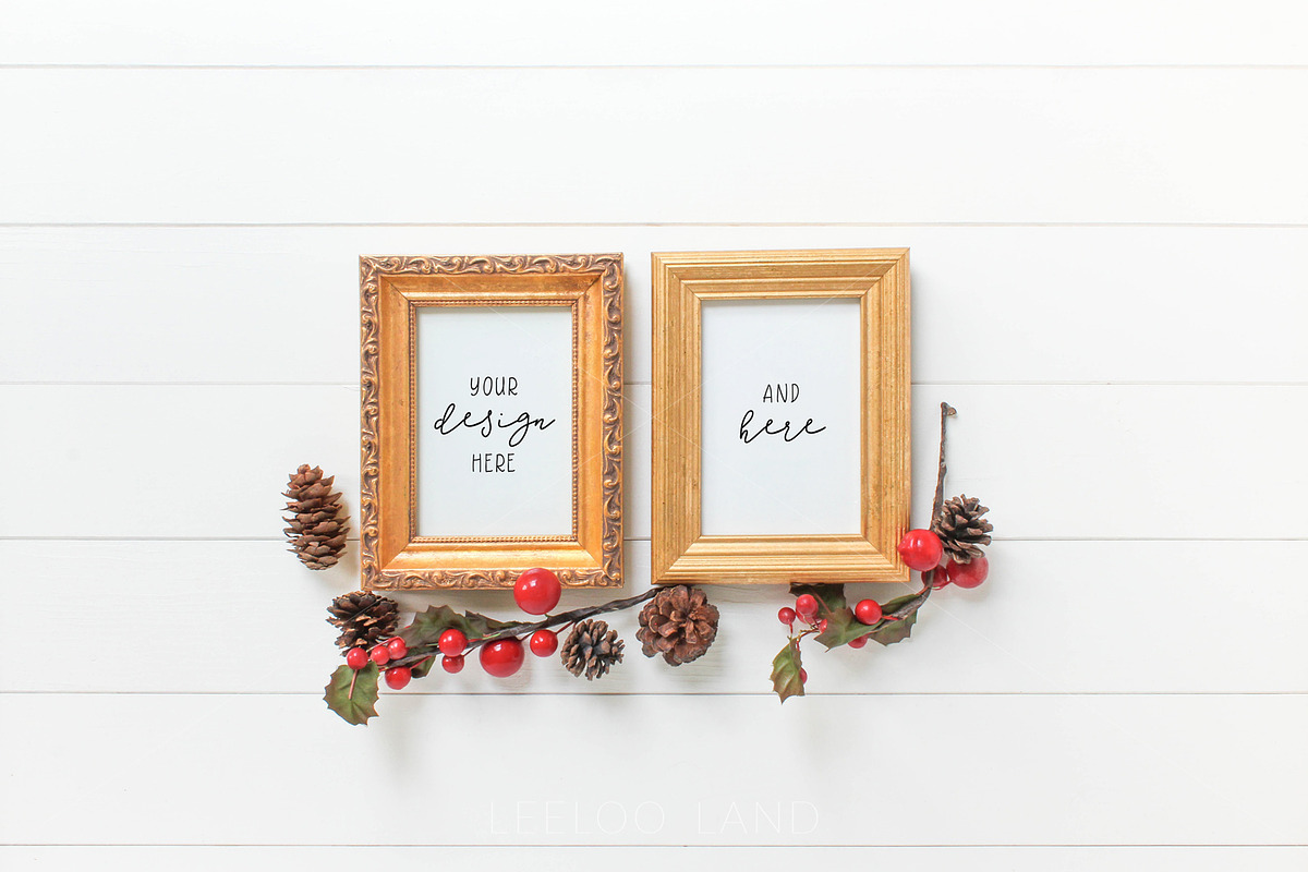 Styled Festive Gold Frame Mockup 5 in Print Mockups - product preview 8
