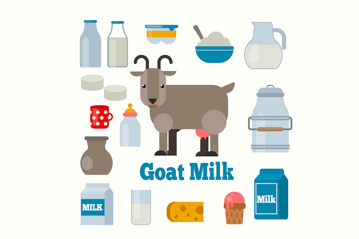 Goat milk products set in Objects - product preview 8